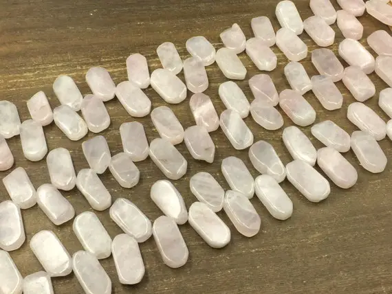 Rose Quartz Slice Beads Natural Pink Crystal Quartz Gemstone Slices Sticks Points Pendants Top Drilled 12-15*23-26mm 15.5" Full Strand