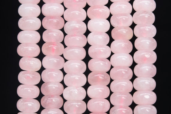 Genuine Natural Rose Quartz Gemstone Beads 10x6mm Pink Rondelle A Quality Loose Beads (110557)