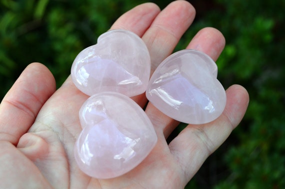 Rose Quartz Heart Crystal - Natural Heart Gemstone - Meditation Crystals