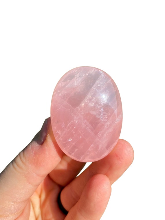 Rose Quartz Crystal Palm Stone (~1.75") Rose Quartz Tumbled Crystal - Polished Rose Quartz Worry Stone - Tumbled Pink Rose Quartz Gemstone