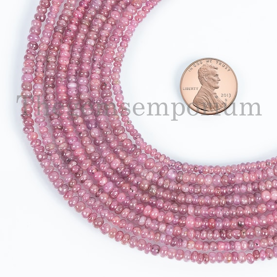 3-4mm Natural Ruby Rondelle Beads, Ruby Rondelle Beads, Ruby Smooth Beads, Ruby Beads, Ruby Rondelle Beads, Rondelle Gemstone Beads