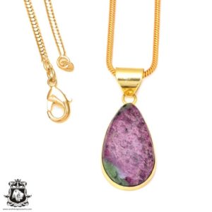 Shop Ruby Zoisite Pendants! Ruby Zoisite 24K Gold Plated Pendant   GPH96 | Natural genuine Ruby Zoisite pendants. Buy crystal jewelry, handmade handcrafted artisan jewelry for women.  Unique handmade gift ideas. #jewelry #beadedpendants #beadedjewelry #gift #shopping #handmadejewelry #fashion #style #product #pendants #affiliate #ad