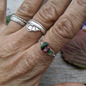 Shop Ruby Zoisite Jewelry! Ruby Zoisite crystal ring, natural ruby in zoisite dainty ring, made to order | Natural genuine Ruby Zoisite jewelry. Buy crystal jewelry, handmade handcrafted artisan jewelry for women.  Unique handmade gift ideas. #jewelry #beadedjewelry #beadedjewelry #gift #shopping #handmadejewelry #fashion #style #product #jewelry #affiliate #ad
