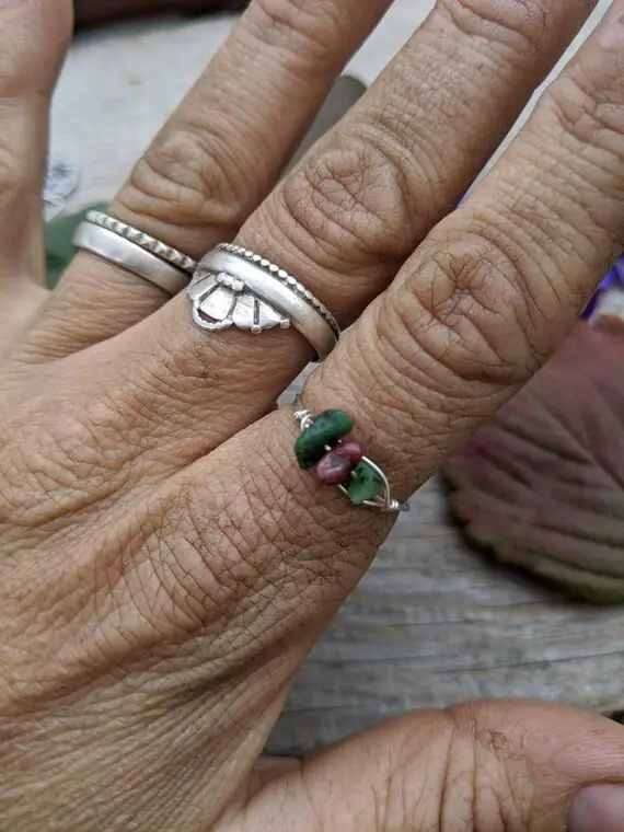 Ruby Zoisite Crystal Ring, Natural Ruby In Zoisite Dainty Ring, Made To Order