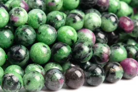 Genuine Natural Ruby Zoisite Gemstone Beads 6-7mm Green And Black Round Aa Quality Loose Beads (103852)