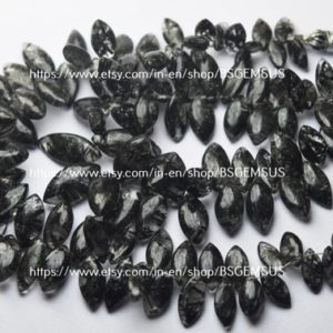 Shop Rutilated Quartz Bead Shapes! 13 Pcs,Natural Black Rutilated Quartz Smooth Marquise Shape Briolettes. 12-13mm | Natural genuine other-shape Rutilated Quartz beads for beading and jewelry making.  #jewelry #beads #beadedjewelry #diyjewelry #jewelrymaking #beadstore #beading #affiliate #ad