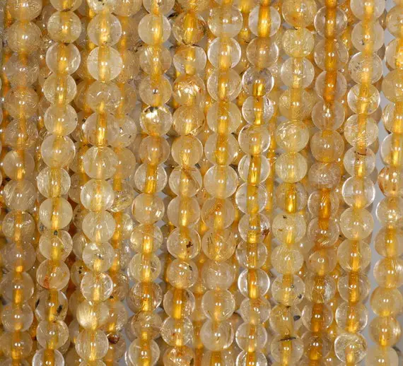 5mm Gold Rutilated Quartz Gemstone Round Loose Beads 15.5 Inch Full Strand (80001192-174)