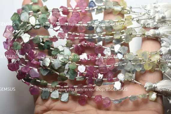 8 Inch Strand, Natural Multi Sapphire Rough Chips Shape Beads, Size-5 -7mm Approx