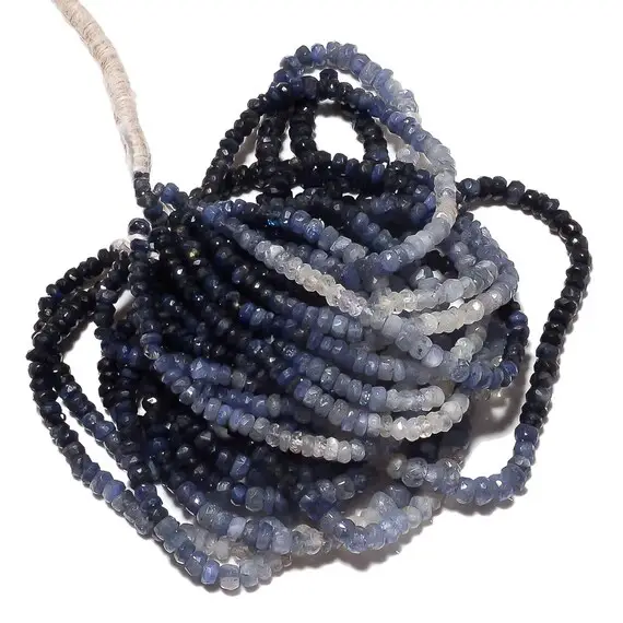 3mm To 4mm Blue Sapphire Sapphire Faceted Rondelle Beads, Faceted Blue Sapphire Beads 16 Inch Strand, Sku-b95