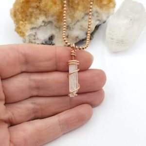Scolecite Necklace, Copper Wire Wrapped Scolecite Pendant, Scolecite Jewelry | Natural genuine Scolecite jewelry. Buy crystal jewelry, handmade handcrafted artisan jewelry for women.  Unique handmade gift ideas. #jewelry #beadedjewelry #beadedjewelry #gift #shopping #handmadejewelry #fashion #style #product #jewelry #affiliate #ad