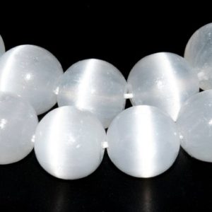 Shop Selenite Beads! Genuine Natural Selenite Gemstone Beads 10MM Cat Eye White Round AAA+ Quality Loose Beads (115990) | Natural genuine round Selenite beads for beading and jewelry making.  #jewelry #beads #beadedjewelry #diyjewelry #jewelrymaking #beadstore #beading #affiliate #ad