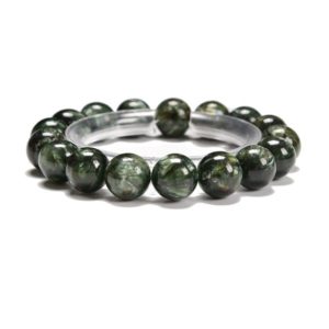 Seraphinite Smooth Round Beaded Bracelet Beads Size 10mm – 14mm 7.5 '' Length | Natural genuine Seraphinite bracelets. Buy crystal jewelry, handmade handcrafted artisan jewelry for women.  Unique handmade gift ideas. #jewelry #beadedbracelets #beadedjewelry #gift #shopping #handmadejewelry #fashion #style #product #bracelets #affiliate #ad
