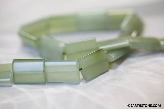 L/ New Jade 15x20mm Flat Rectangle Beads 16" Strand Natural Nephrite Jade Gemstone Beads Size/shade Varies For Jewelry Making