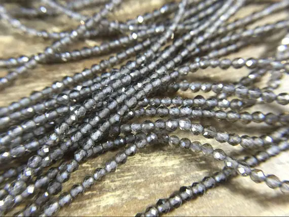 2mm Smoky Quartz Beads Micro Faceted Round Smoky Quartz Crystal Beads Natural Tiny Small Gemstone Beads Jewelry Beads 15.5" Full Strand