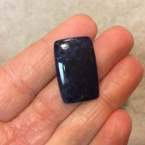 Natural Sodalite Rectangle Shaped Flat Backed Cabochon - Measuring 18mm X 29mm, 3mm Dome Height - High Quality Hand-cut Gemstone Cab