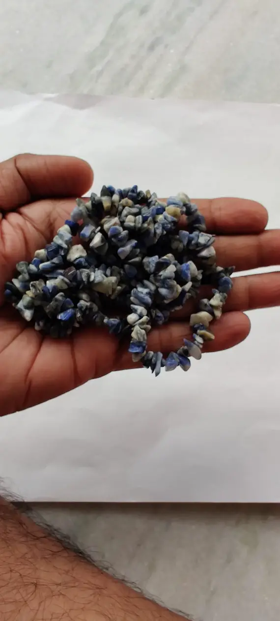 35" Sodalite Chip Beads, Uncut Chip Bead, 3-7mm, Polished Beads, Smooth Sodalite Chip Bead, Gemstone Wholesale Price, Jewelry Making Supply