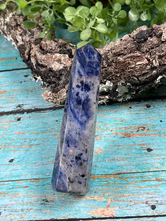 Sodalite Crystal Point - Reiki Charged - Powerful Energy - Crystal Generator - Speak Your Truth - Throat Chakra - Increase Metabolism #12