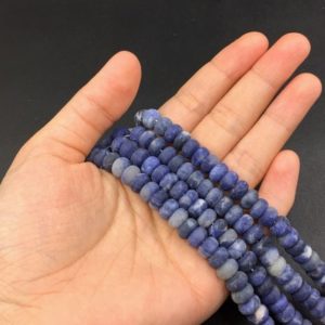 Shop Sodalite Rondelle Beads! 8x5mm Frosted Matte Sodalite Rondelle Beads Spacer Beads Natural Blue Sodalite Gemstone Rondelles Beading Jewelry Supplies 15.5"/Full Strand | Natural genuine rondelle Sodalite beads for beading and jewelry making.  #jewelry #beads #beadedjewelry #diyjewelry #jewelrymaking #beadstore #beading #affiliate #ad