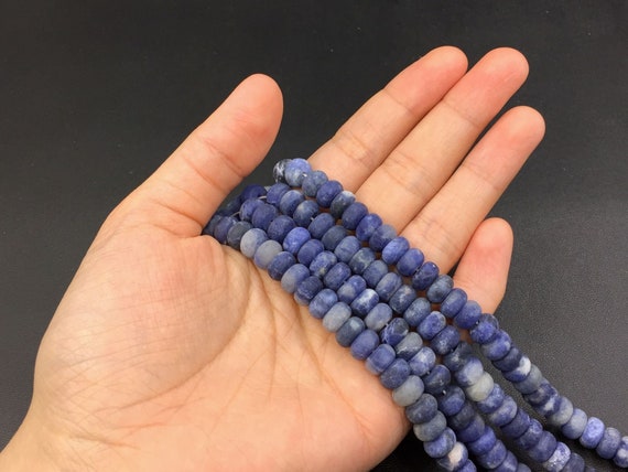 8x5mm Frosted Matte Sodalite Rondelle Beads Spacer Beads Natural Blue Sodalite Gemstone Rondelles Beading Jewelry Supplies 15.5"/full Strand