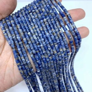 Shop Sodalite Round Beads! Tiny Sodalite Heishi Round Beads 3mm 4mm, Blue Gemstone Seed Beads, Small Cylinder Sodalite Spacers, Natural Sodalite Tube Beads | Natural genuine round Sodalite beads for beading and jewelry making.  #jewelry #beads #beadedjewelry #diyjewelry #jewelrymaking #beadstore #beading #affiliate #ad