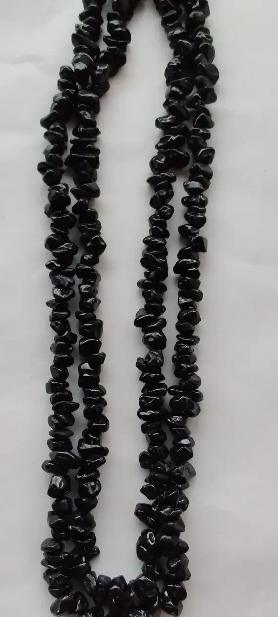 35" Black Spinel Chip Beads, Uncut Chip Bead, 3-7mm, Polished Beads, Smooth Black Spinel Chip Bead, Wholesale Price, Jewelery Supplies