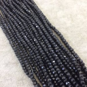 Shop Spinel Faceted Beads! Black Spinel Rondelle Shaped Beads – 4mm Faceted | Natural genuine faceted Spinel beads for beading and jewelry making.  #jewelry #beads #beadedjewelry #diyjewelry #jewelrymaking #beadstore #beading #affiliate #ad