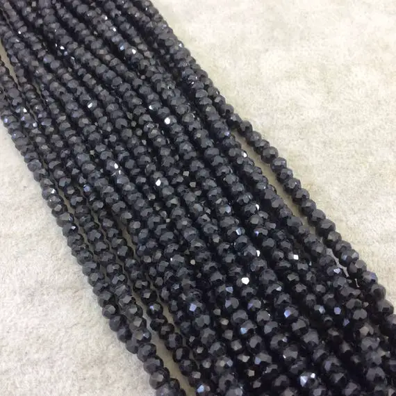 Black Spinel Rondelle Shaped Beads - 4mm Faceted