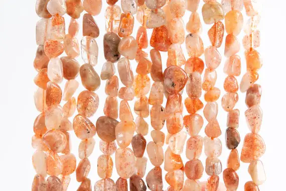 Genuine Natural Sunstone Gemstone Beads 3-5mm Orange Pebble Chips A Quality Loose Beads (117596)