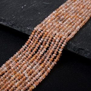Shop Sunstone Faceted Beads! 3x2MM Golden Sunstone Gemstone Grade AAA Bicone Faceted Rondelle Saucer Loose Beads (P2) | Natural genuine faceted Sunstone beads for beading and jewelry making.  #jewelry #beads #beadedjewelry #diyjewelry #jewelrymaking #beadstore #beading #affiliate #ad