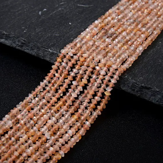 3x2mm Golden Sunstone Gemstone Grade Aaa Bicone Faceted Rondelle Saucer Loose Beads (p2)