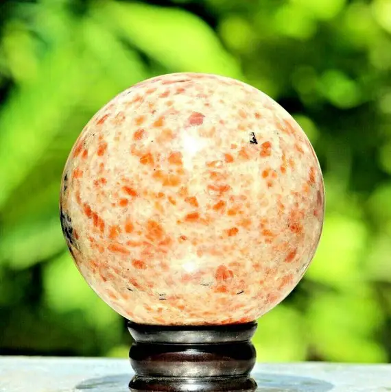 Amazing Large ~ 120mm Orange Sunstone Healing Chakra Charged Aura Reiki Metaphysical Sphere Ball