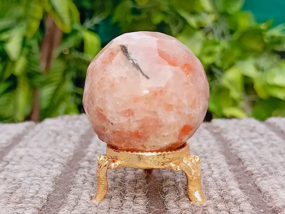 Amazing 50mm Orange Sunstone Crystal Stone Healing Chakra Metaphysical Reiki Sphere Ball