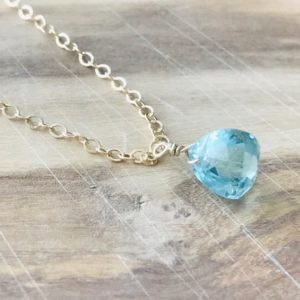 Shop Topaz Necklaces! Topaz Necklace Topaz Healing Necklace light blue topaz necklace Minimalist Layering Necklace Charm Necklace 14 k gold fill Dainty necklace | Natural genuine Topaz necklaces. Buy crystal jewelry, handmade handcrafted artisan jewelry for women.  Unique handmade gift ideas. #jewelry #beadednecklaces #beadedjewelry #gift #shopping #handmadejewelry #fashion #style #product #necklaces #affiliate #ad