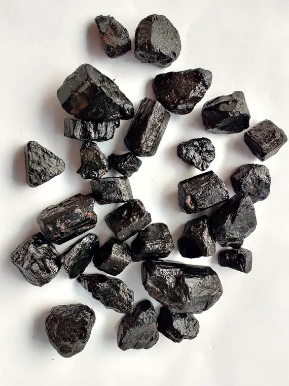 Black African Tourmaline Small Rough Natural Raw Stone ,8-17 Mm
