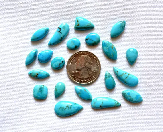 Turquoise Cabochons,  Blue Compressed Turquoise Loose Gemstone, Mix Shape And Size Cabochon, 5 Pieces Lot, 7x11mm - 11x20mm #gnra0010