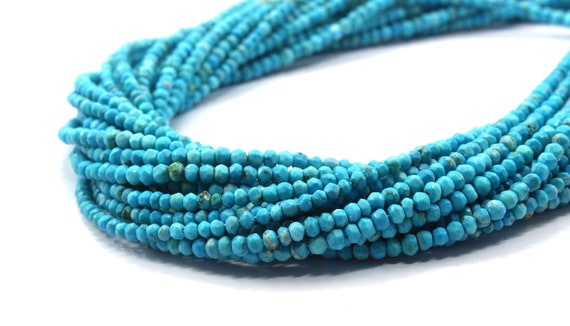 Top Quality Turquoise Gemstone,rondelle Faceted Beads,13"long Strand Turquoise,turquoise Gemstone Size 4 Mm Faceted Rondelle, Wholesale Rate