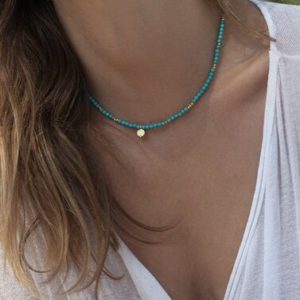 Shop Turquoise Necklaces! Turquoise bead necklace, Gold beaded choker, Coin charm necklace, Bohemian rose gold necklace | Natural genuine Turquoise necklaces. Buy crystal jewelry, handmade handcrafted artisan jewelry for women.  Unique handmade gift ideas. #jewelry #beadednecklaces #beadedjewelry #gift #shopping #handmadejewelry #fashion #style #product #necklaces #affiliate #ad