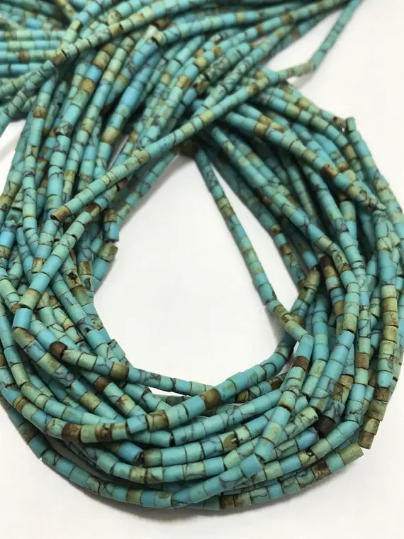 Natural Turquoise Plain Tube 2 - 2.5 Mm 13" Gemstone Beads ! Turquoise Beads ! Turquoise Tube Shape Beads ! Turquoise For Jewelry Making