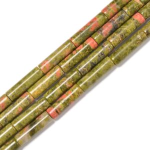 Shop Unakite Beads! Natural Unakite Cylinder Tube Beads Size 4x13mm 15.5'' Strand | Natural genuine beads Unakite beads for beading and jewelry making.  #jewelry #beads #beadedjewelry #diyjewelry #jewelrymaking #beadstore #beading #affiliate #ad