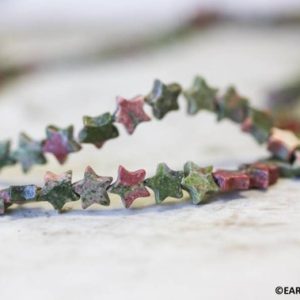 S/ Unakite 7mm/ 6mm Star beads 15.5" strand Natural gemstone beads For jewelry making | Natural genuine other-shape Unakite beads for beading and jewelry making.  #jewelry #beads #beadedjewelry #diyjewelry #jewelrymaking #beadstore #beading #affiliate #ad