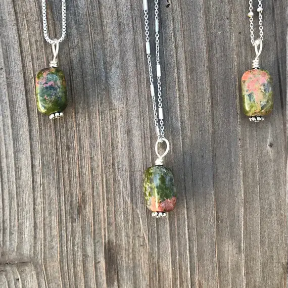 Chakra Jewelry / Heart Chakra / Unakite / Unakite Pendant / Unakite Necklace / Unakite Jewelry / Chakra Jewelry / Sterling Silver