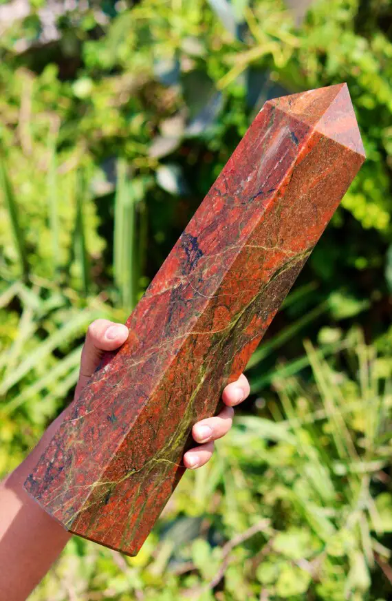 Amazing 400mm ~ Unakite Stone | Healing Crystal | Reiki Aura | Chakras Polished | Metaphysical Power Point Obelisk Tower