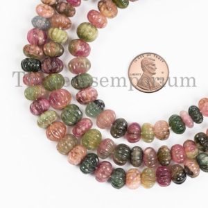 Watermelon Tourmaline Melon Carved Beads, 5-10mm Tourmaline Pumpkin Beads, Carving Beads, Multi Tourmaline Beads, Carving Melon Beads | Natural genuine other-shape Gemstone beads for beading and jewelry making.  #jewelry #beads #beadedjewelry #diyjewelry #jewelrymaking #beadstore #beading #affiliate #ad