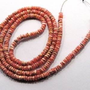 Shop Rhodochrosite Rondelle Beads! AAA Natural Rhodochrosite, gemstone beads, smooth roundels shape, Briolettes Rhodochrosite, 4 MM, 8 inch strand, Wholesale Price, Jewelry | Natural genuine rondelle Rhodochrosite beads for beading and jewelry making.  #jewelry #beads #beadedjewelry #diyjewelry #jewelrymaking #beadstore #beading #affiliate #ad