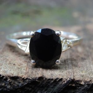 Shop Black Tourmaline Rings! 925 – 2.9ctw Black Tourmaline Ring size 10, Natural, faceted Black Tourmaline Solitaire Ring, Black Stone Ring, Oval Gemstone Ring, Ring 10 | Natural genuine Black Tourmaline rings, simple unique handcrafted gemstone rings. #rings #jewelry #shopping #gift #handmade #fashion #style #affiliate #ad
