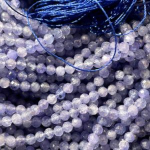 Shop Tanzanite Faceted Beads! AA natural tanzanite stone bead. Faceted 2mm 3mm 4mm 5mm round bead. Gorgeous natural blue purple tanzanite gemstone . Full strand 15.5” | Natural genuine faceted Tanzanite beads for beading and jewelry making.  #jewelry #beads #beadedjewelry #diyjewelry #jewelrymaking #beadstore #beading #affiliate #ad
