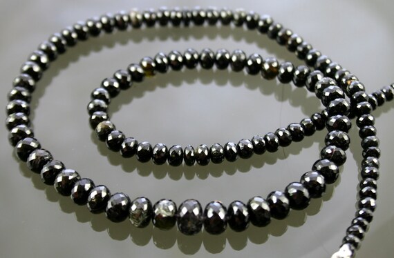 Aaa Black Tourmaline Micro Faceted Rondelle Beads 3mm - 6mm