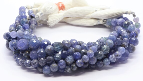 Aaa Natural Tanzanite Faceted Round Ball Beads, 5.5-7 Mm Tanzanite Balls Bead, 8" Faceted Tanzanite Round Beads Wholesale