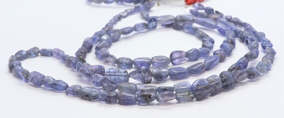 Natural Tanzanite Smooth Oval Shape Beads, Blue Tanzanite Beads, 6-8 Mm Tanzanite Tumble Beads, 17 Inch Smooth Tanzanite Oval Nuggets Beads
