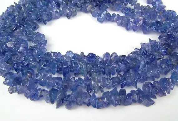 Aaa Quality Natural Tanzanite Chips Beads / Tanzanite Rough Uneven Shape Smooth Uncut Beads 3-5mm 35"inch